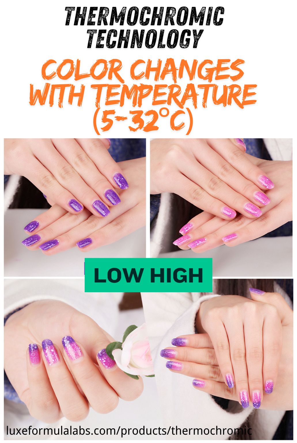30 Color Thermochromic Nail Polish Product Poster - 5-32°C Temperature Changing Polish